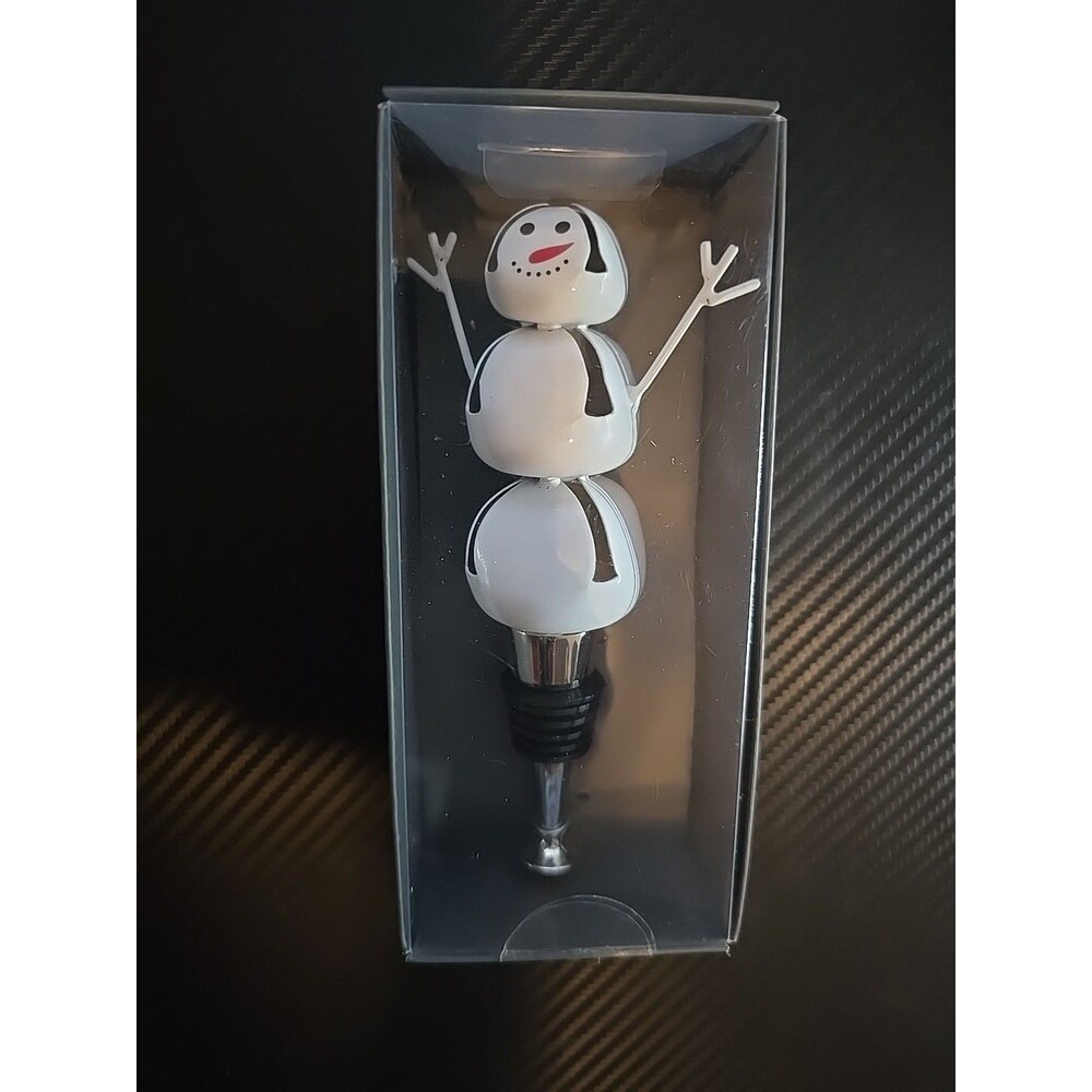 Nordstrom Holiday Wine Bottle Stopper Snowman Bell New in Box Christmas